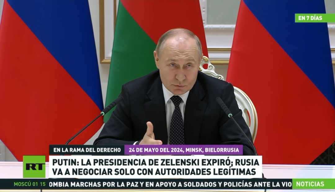 Putin: El mandato de Zelenski expiró y Rusia negociará solo con autoridades legítimas