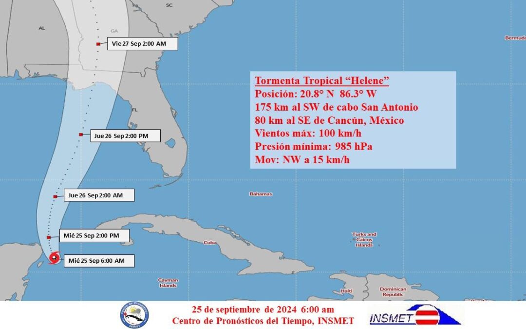 …Helene próximo al canal de Yucatán…