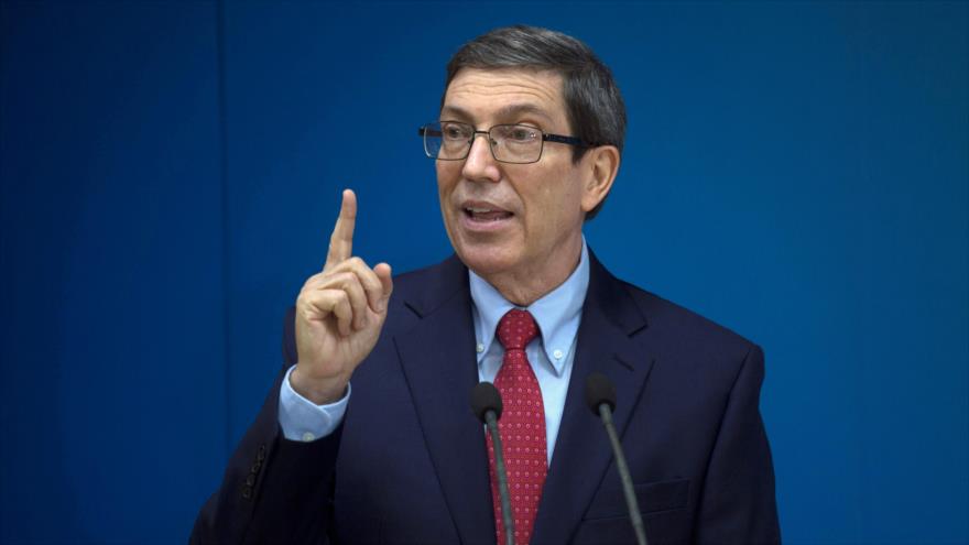 El ministro de Asuntos Exteriores de Cuba, Bruno Rodríguez, en una rueda de prensa en La Habana, la capital.