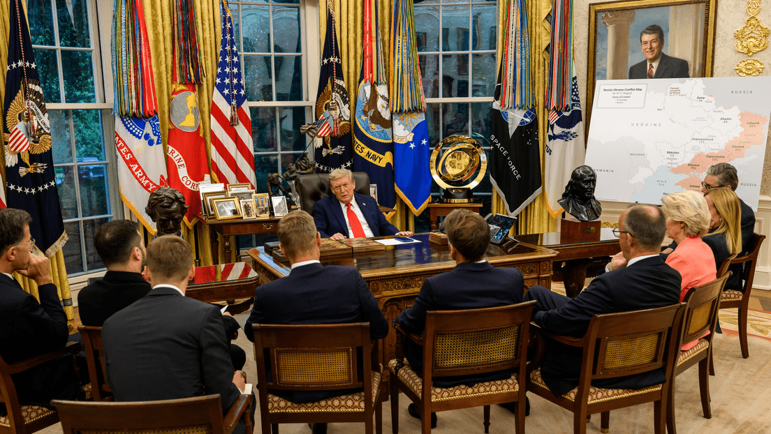 Los líderes europeos durante su visita a la Casa Blanca y el presidente de EE.UU., Donald Trump. Daniel Torok / www.globallookpress.com