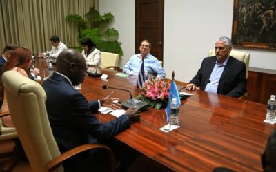 Sostiene Díaz-Canel encuentro con delegación del Buró del Comité para el Ejercicio de los Derechos Inalienables del Pueblo Palestino