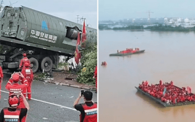 VIDEO: Así son los puentes flotantes autopropulsados que salvaron a miles de personas en China